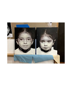 dichromatic portrait under-painting thumbnail Sanaa and Wadeema